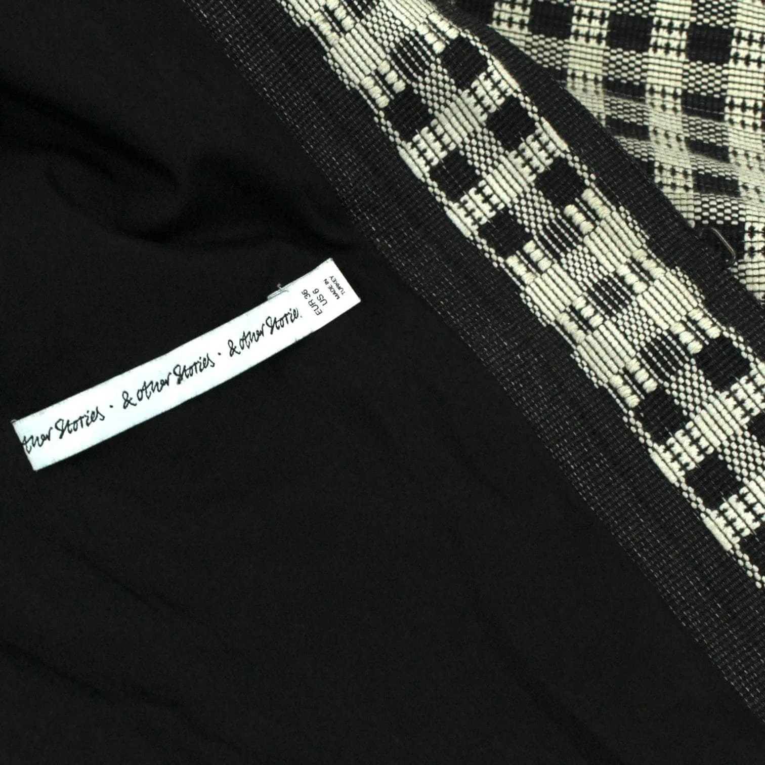 & Other Stories Black White Check Winter Coat