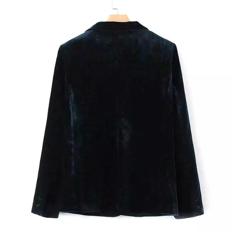 1-Button Velvet Blazer Women - Casual - Solid Color