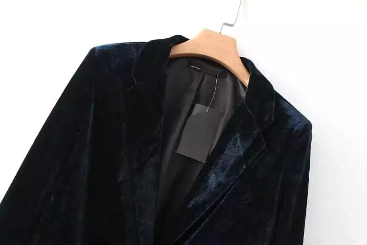 1-Button Velvet Blazer Women - Casual - Solid Color