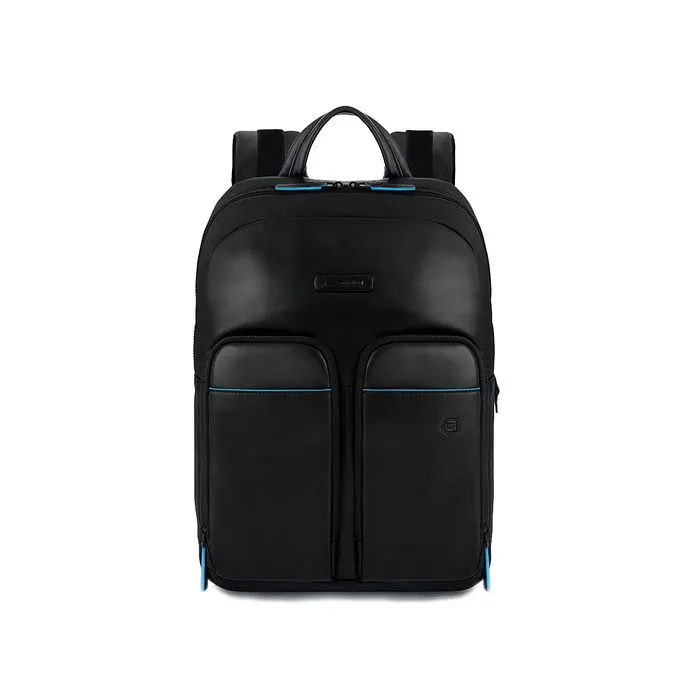 14 Leather Unisex Black Backpack Flat