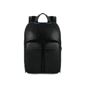 14 Leather Unisex Black Backpack Flat