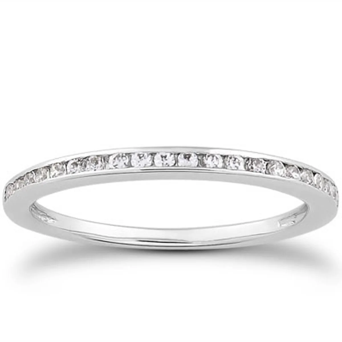 14k White Gold Diamond Channel Set Wedding Band Ring - Top SEO Keywords: white gold diamond wedding band, channel set diamond ri