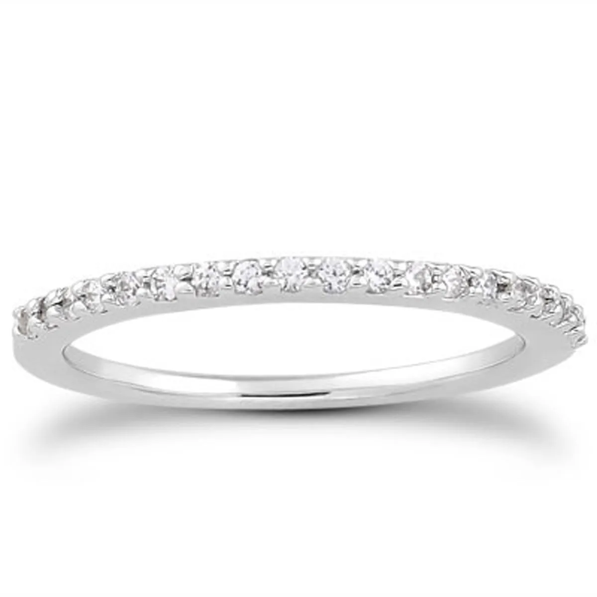 14k White Gold Diamond Micro Prong Wedding Ring Band