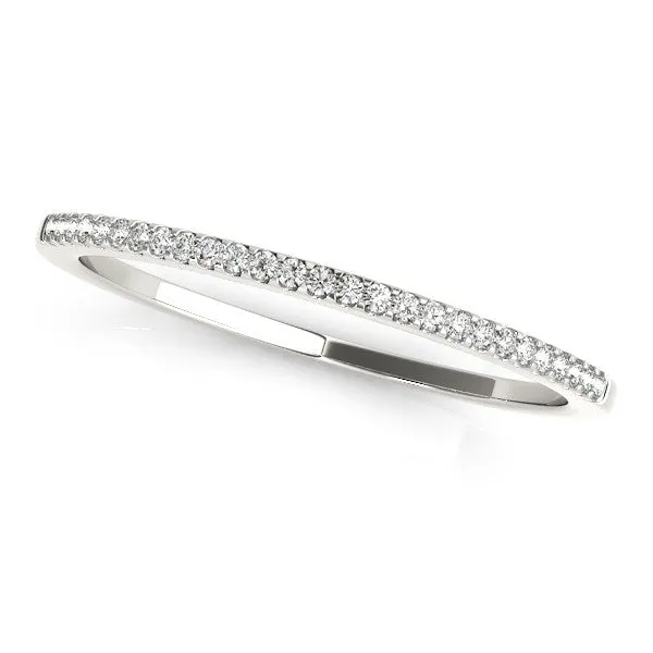 14k White Gold Round Pave Set Wedding Band (1/10 cttw)