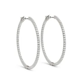 14k white gold double-sided diamond hoop earrings 1.5 carat total weight RX40175