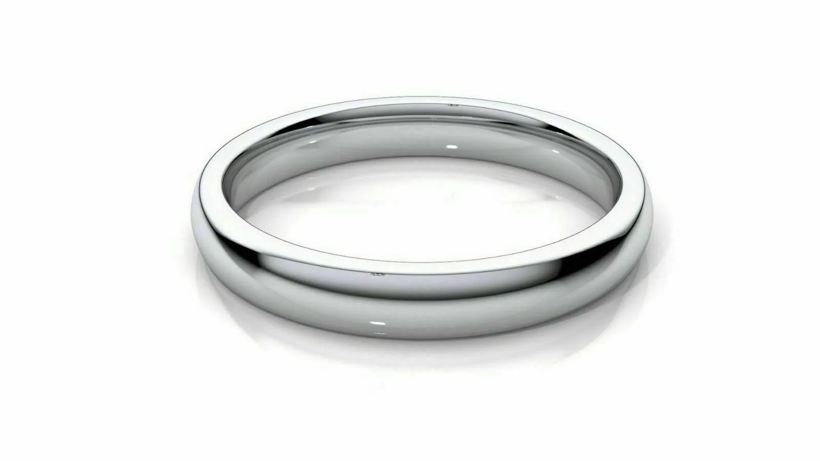 18k White Gold 3mm Wedding Flat Band, Comfort Fit, All Sizes Available