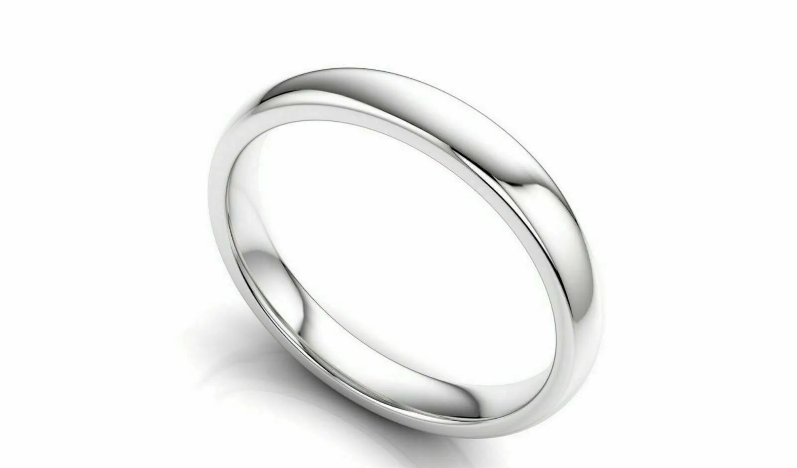 18k White Gold 3mm Wedding Flat Band, Comfort Fit, All Sizes Available