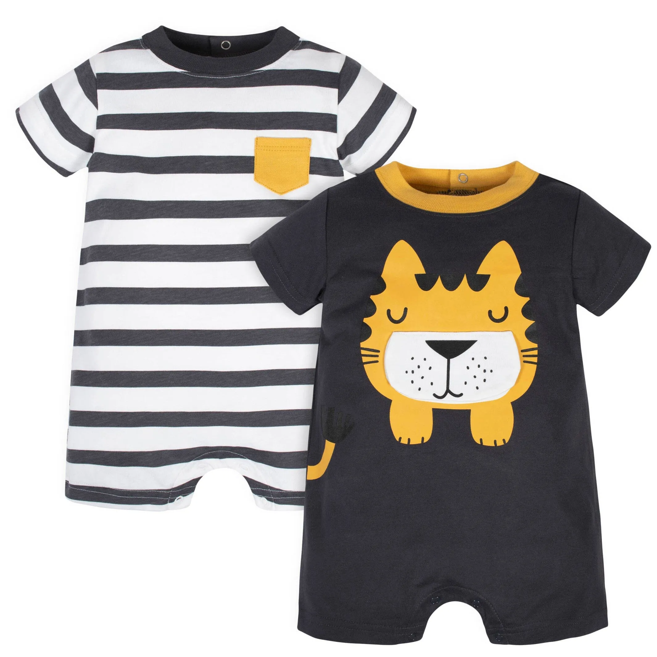 2-Pack Infant Boys Tiger Rompers with Wild Heart Theme