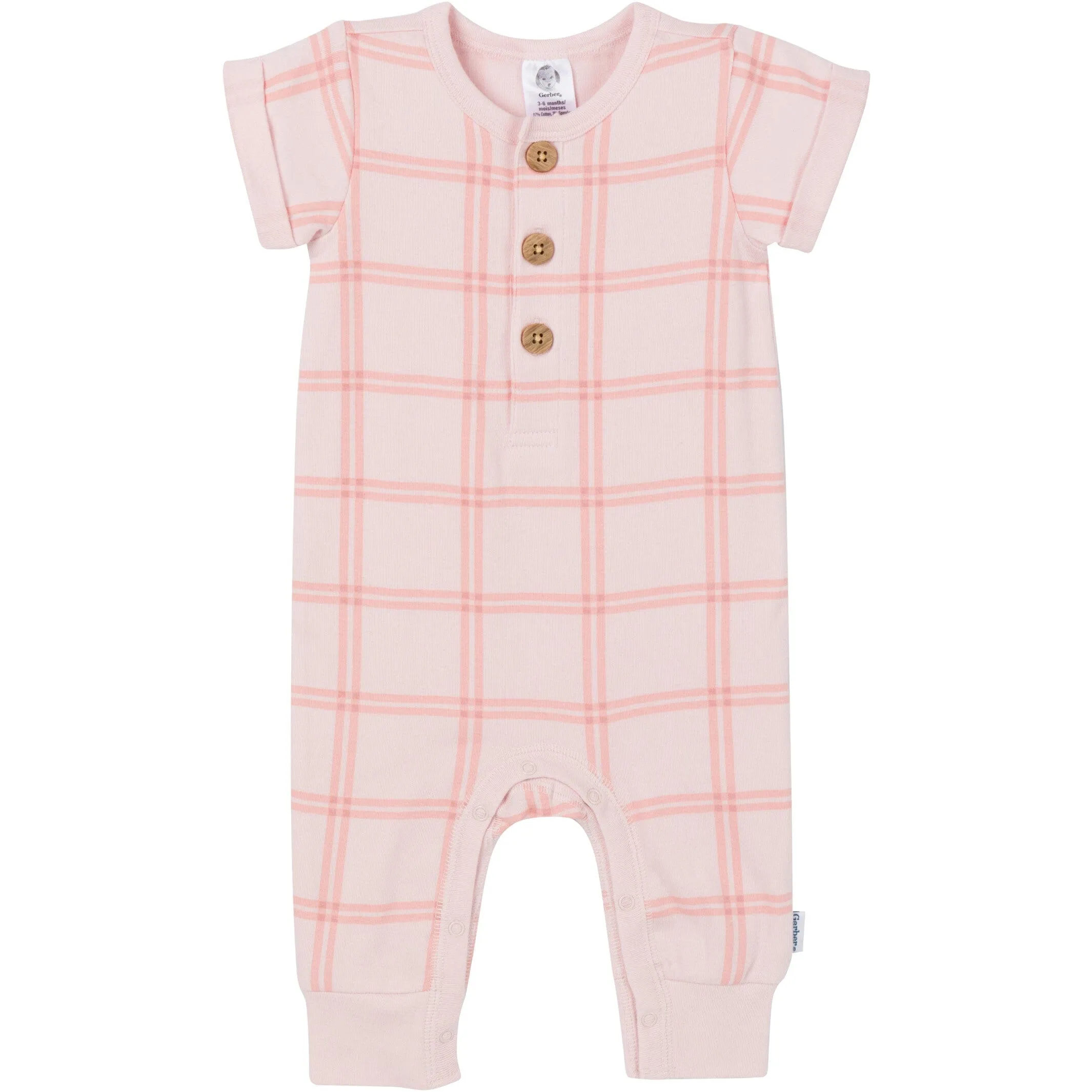 2-Pack Baby Girls Pink Plaid Green Rompers