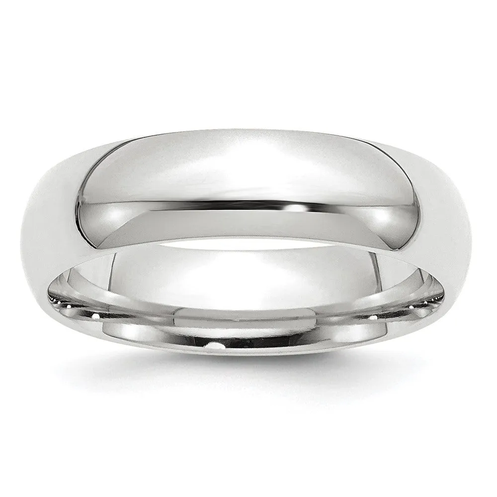 10K White Gold Domed Comfort Fit Band, Various Widths Available