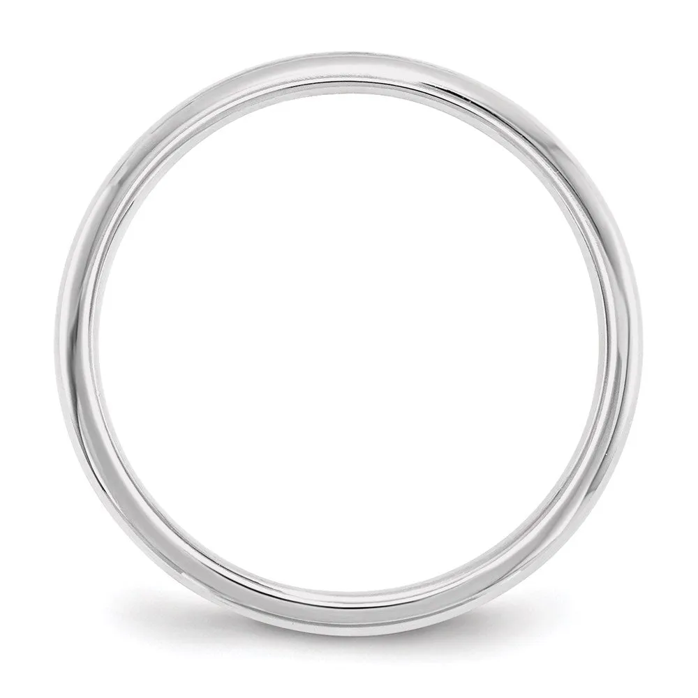 10K White Gold Domed Comfort Fit Band, Various Widths Available