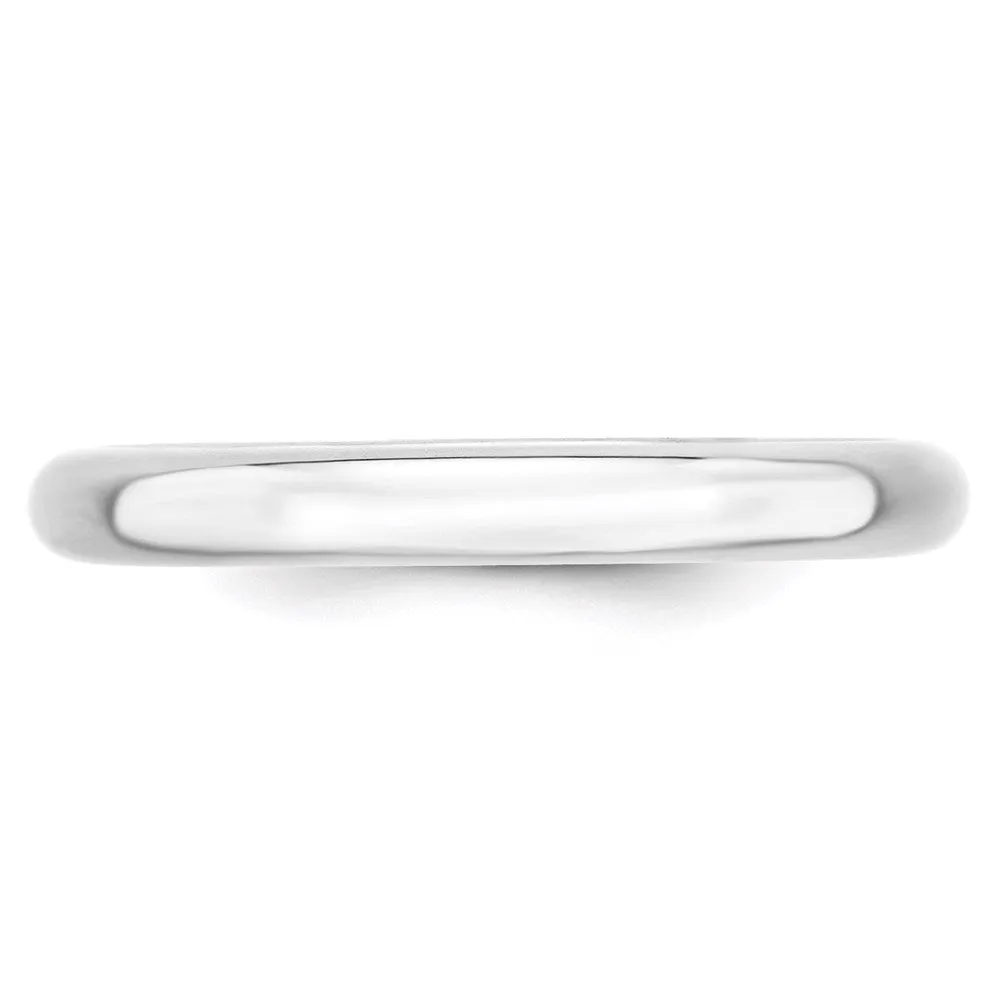 10K White Gold Domed Comfort Fit Band, Various Widths Available