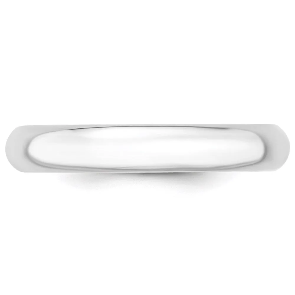 10K White Gold Domed Comfort Fit Band, Various Widths Available