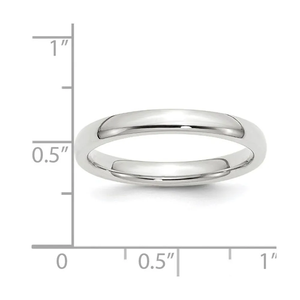 10K White Gold Domed Comfort Fit Band, Various Widths Available