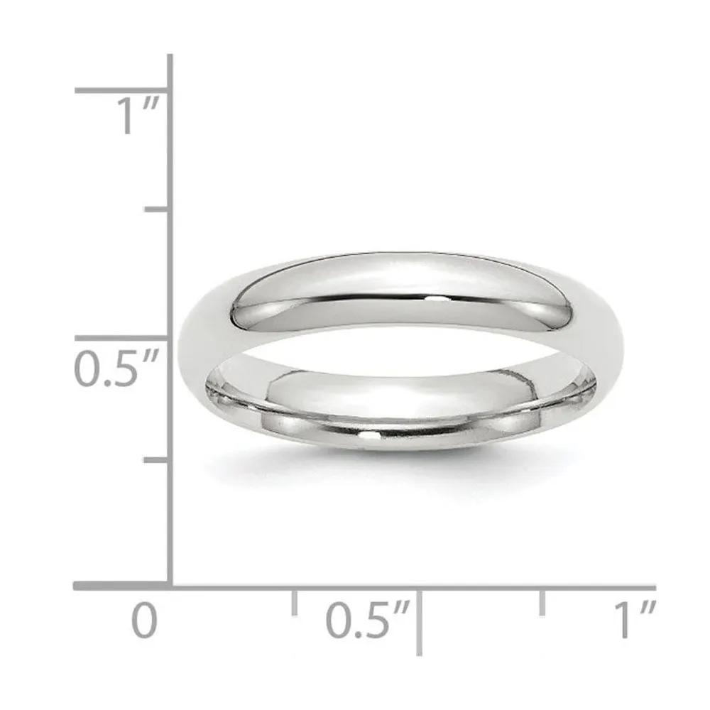 10K White Gold Domed Comfort Fit Band, Various Widths Available