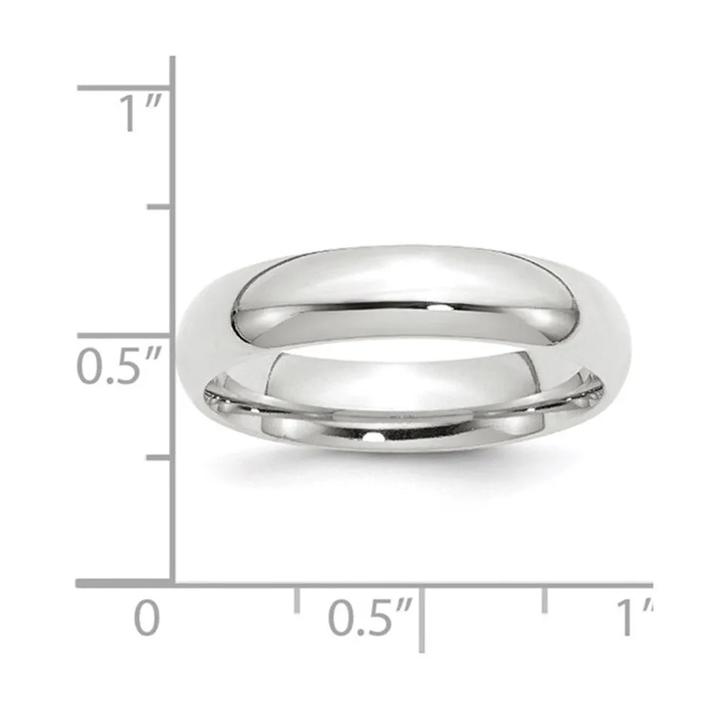 10K White Gold Domed Comfort Fit Band, Various Widths Available