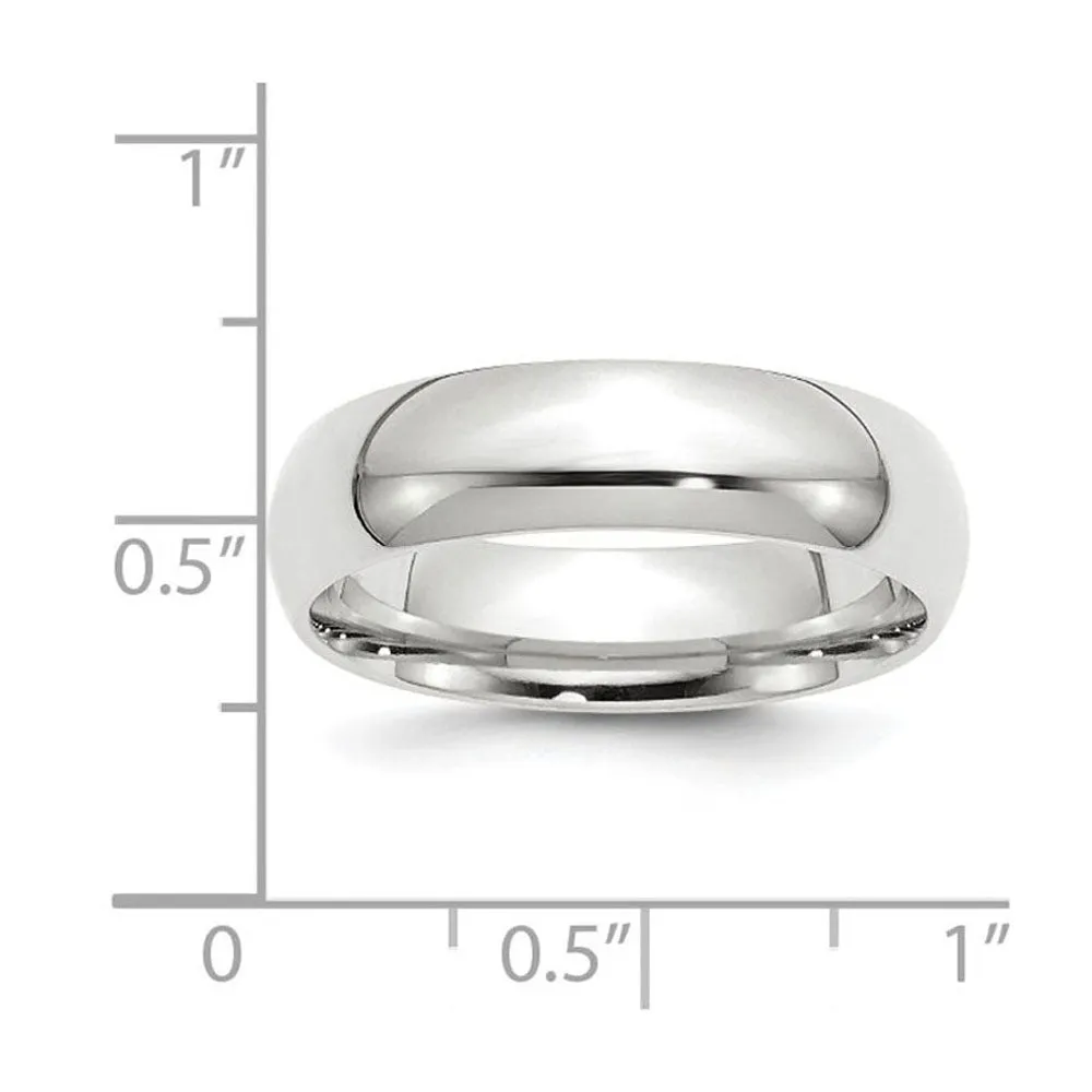 10K White Gold Domed Comfort Fit Band, Various Widths Available