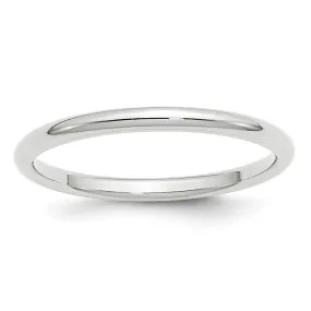 10K White Gold Domed Comfort Fit Band, Various Widths Available