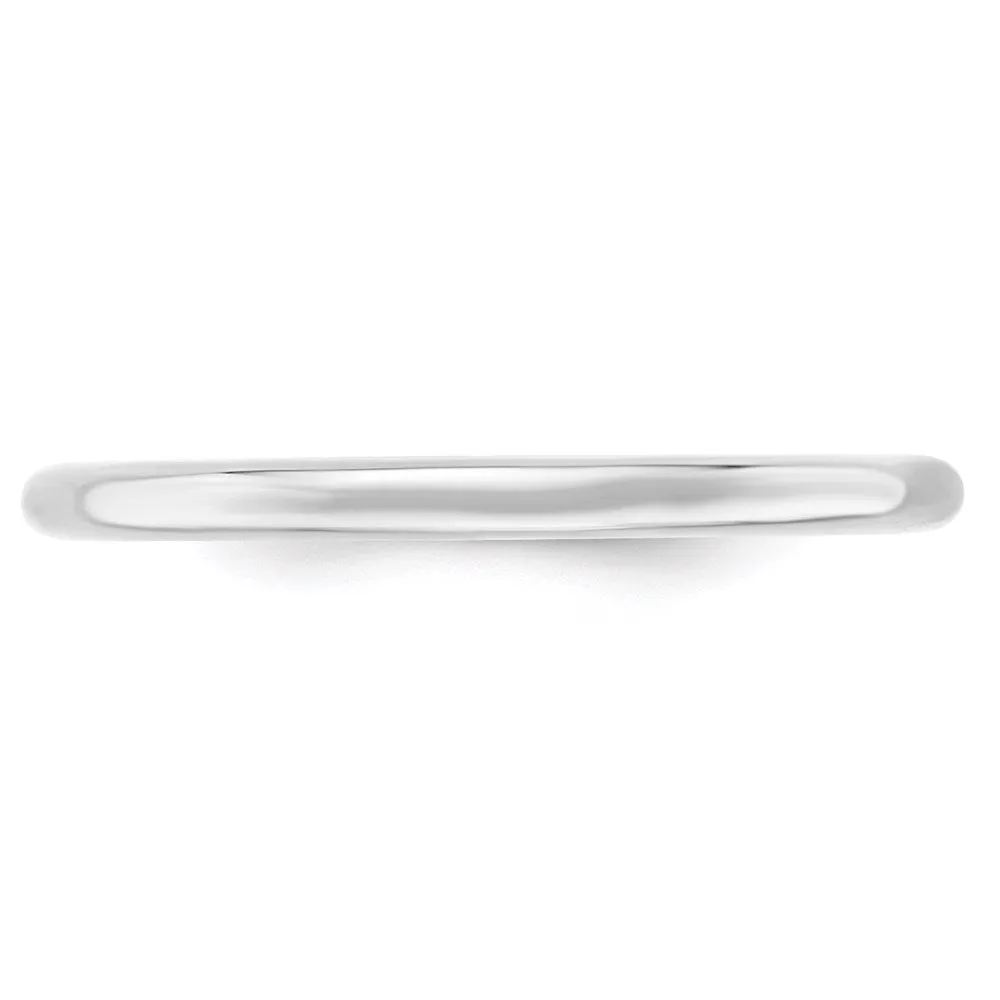 10K White Gold Domed Comfort Fit Band, Various Widths Available