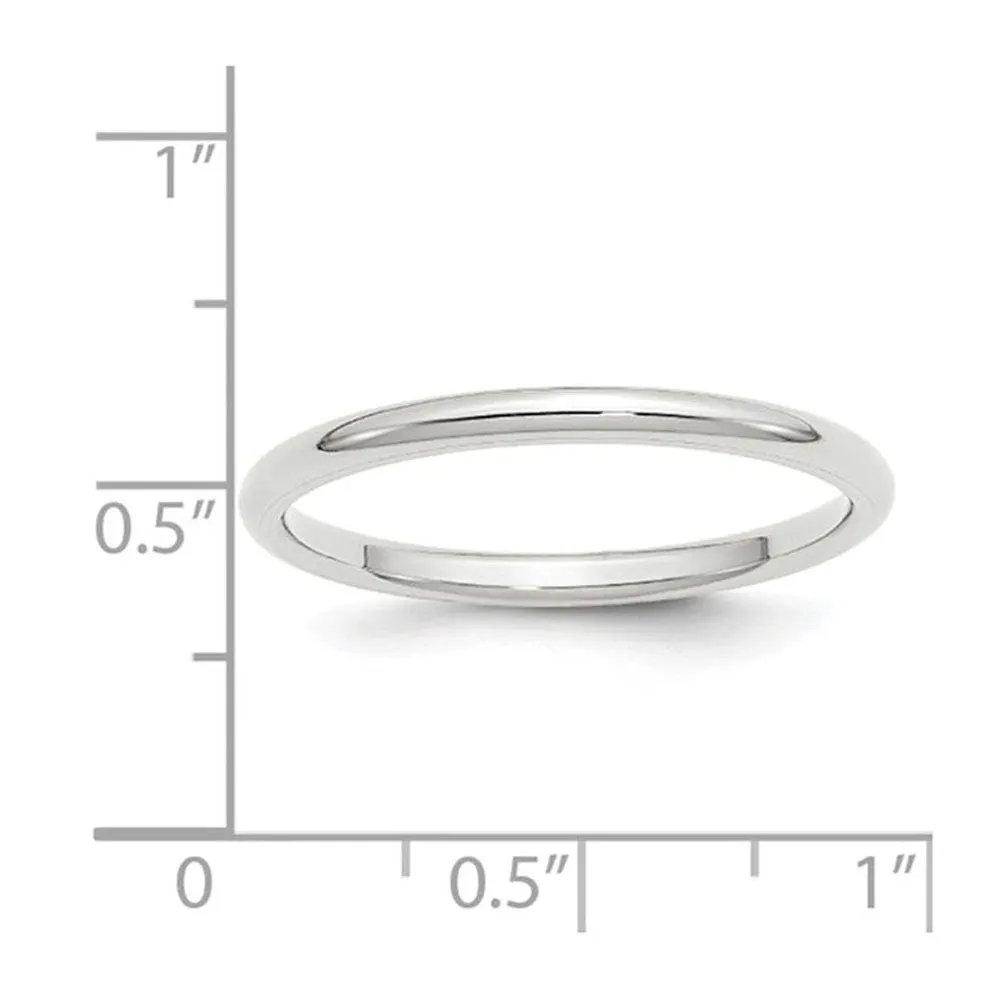 10K White Gold Domed Comfort Fit Band, Various Widths Available