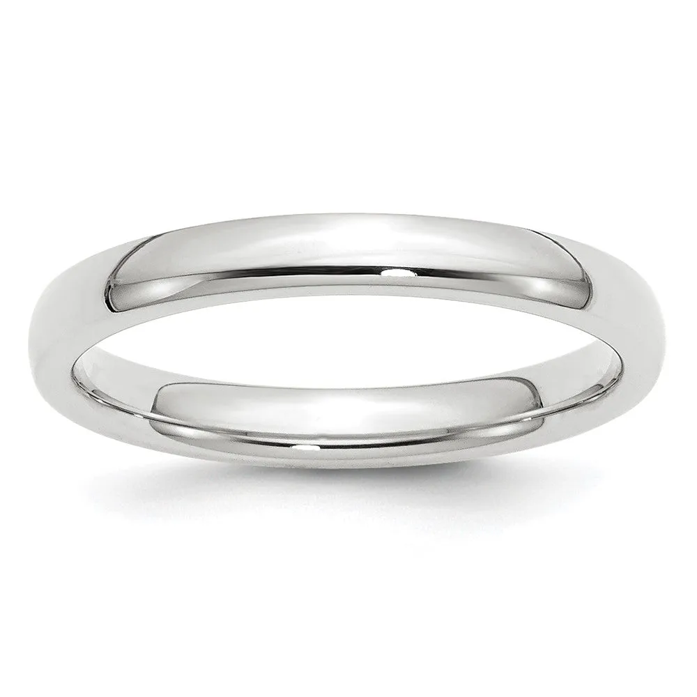 10K White Gold Domed Comfort Fit Band, Various Widths Available