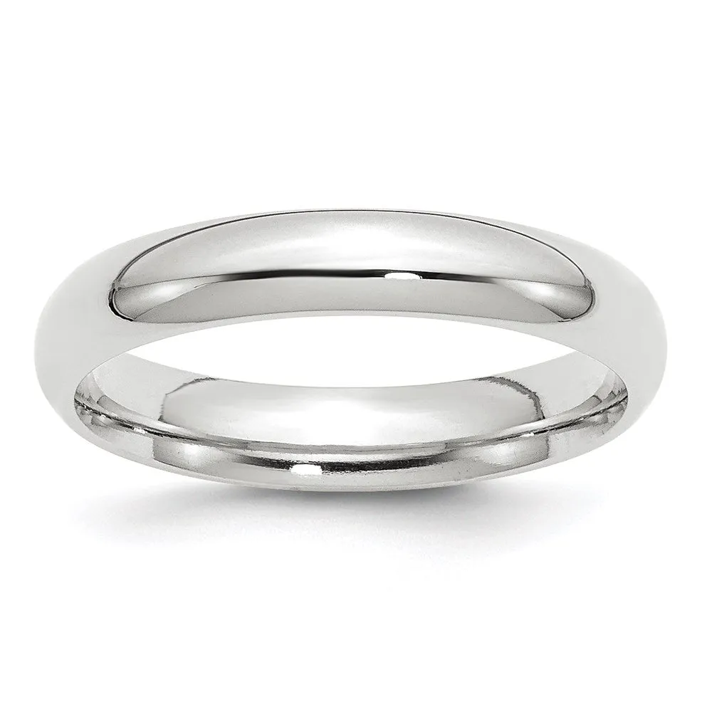 10K White Gold Domed Comfort Fit Band, Various Widths Available