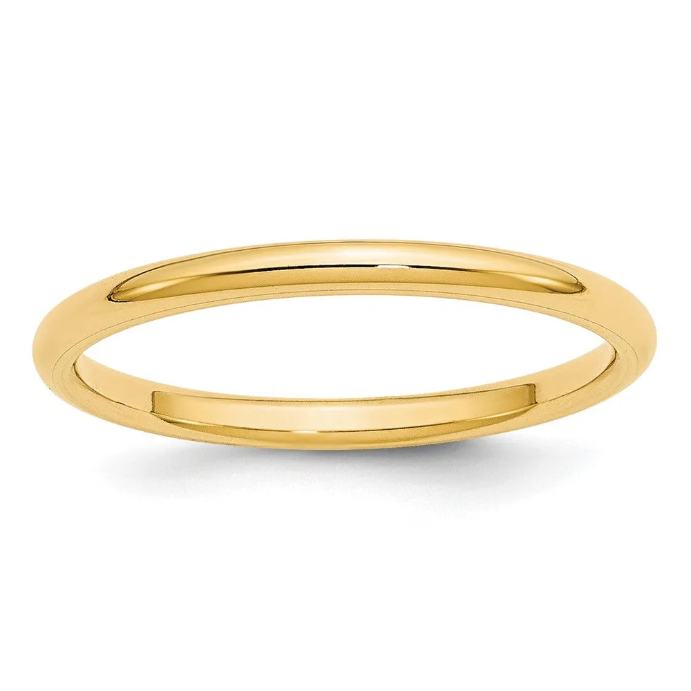 10K Yellow Gold Domed Comfort Fit Band, Various Widths Available