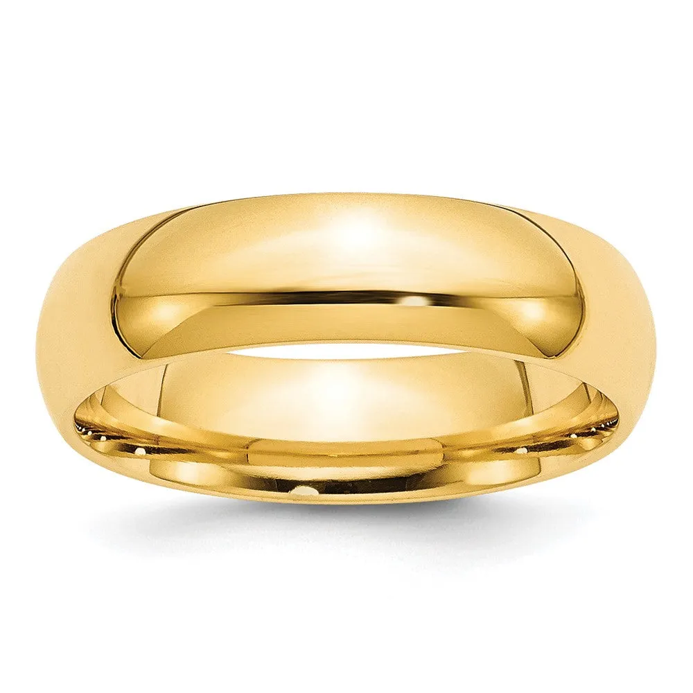 10K Yellow Gold Domed Comfort Fit Band, Various Widths Available