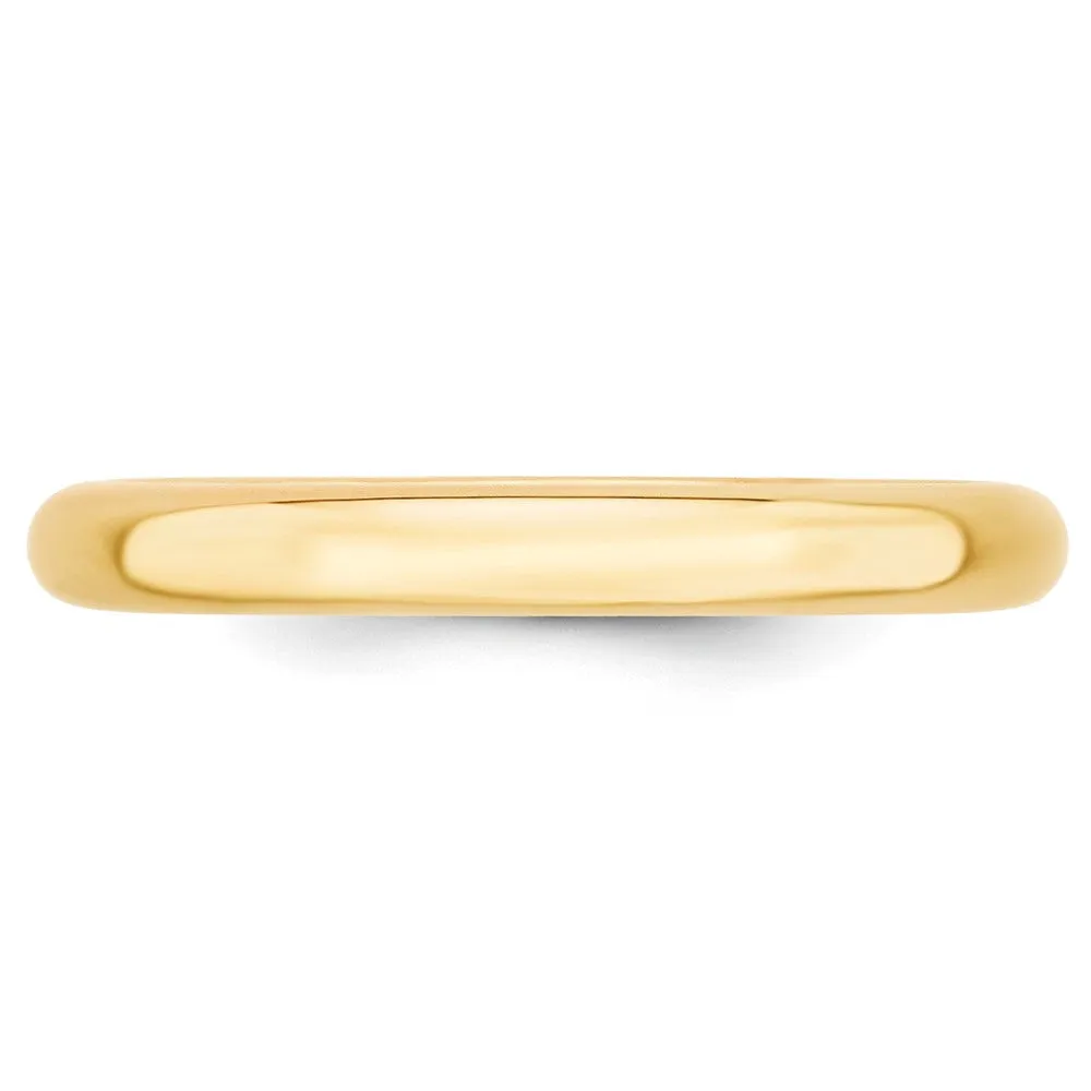 10K Yellow Gold Domed Comfort Fit Band, Various Widths Available