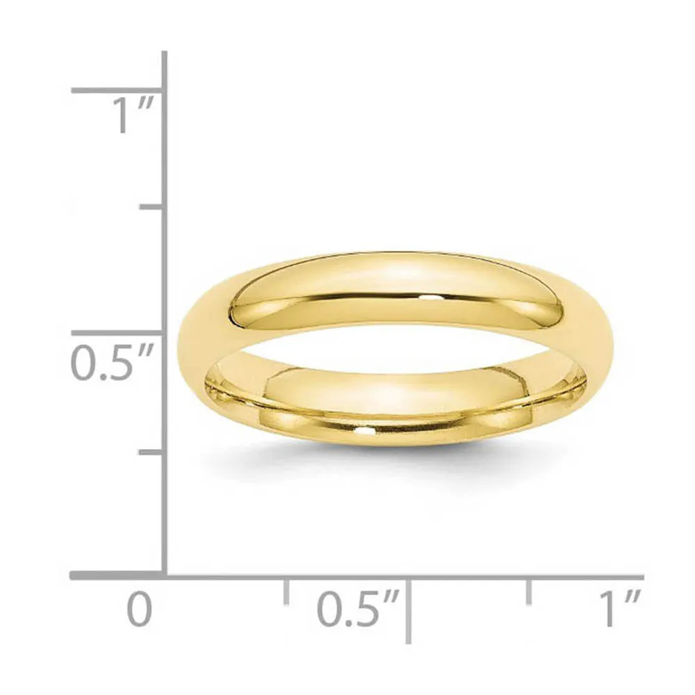 10K Yellow Gold Domed Comfort Fit Band, Various Widths Available