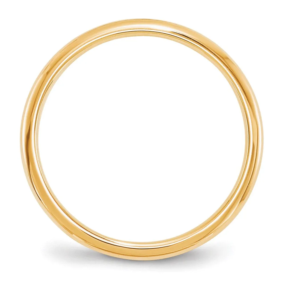 10K Yellow Gold Domed Comfort Fit Band, Various Widths Available