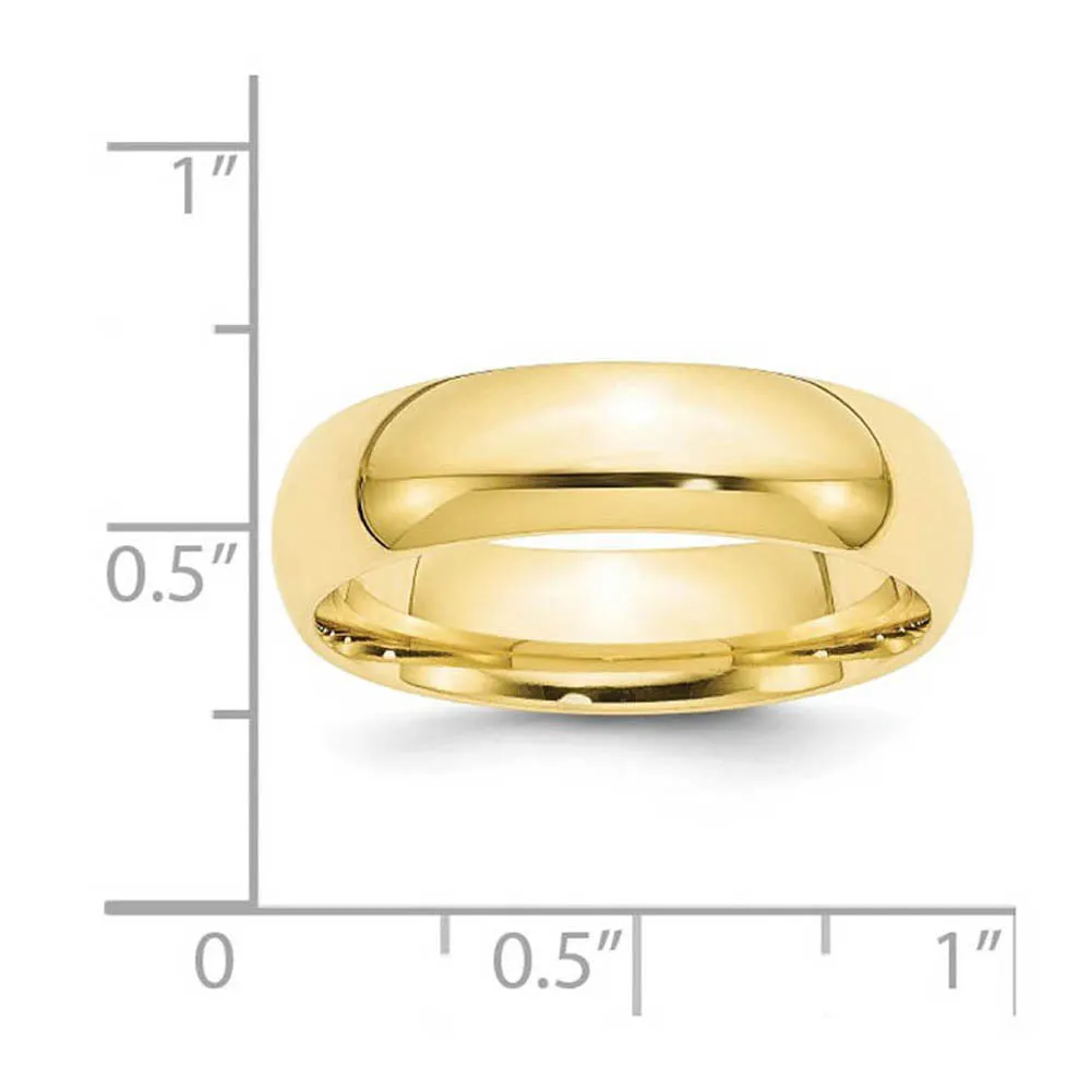 10K Yellow Gold Domed Comfort Fit Band, Various Widths Available