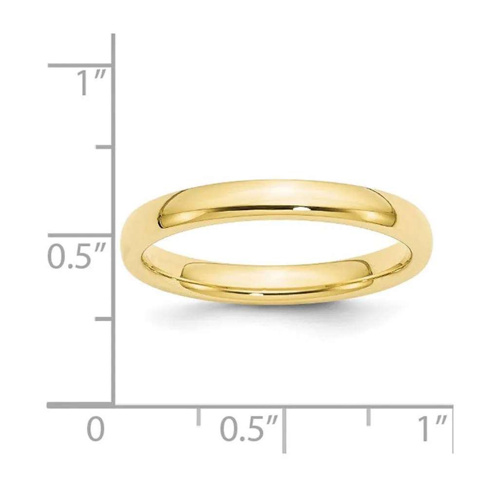 10K Yellow Gold Domed Comfort Fit Band, Various Widths Available