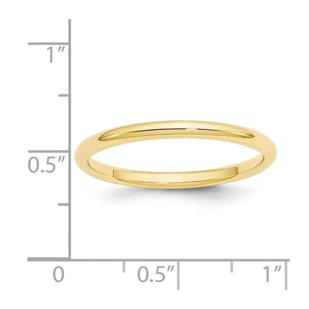 10K Yellow Gold Domed Comfort Fit Band, Various Widths Available