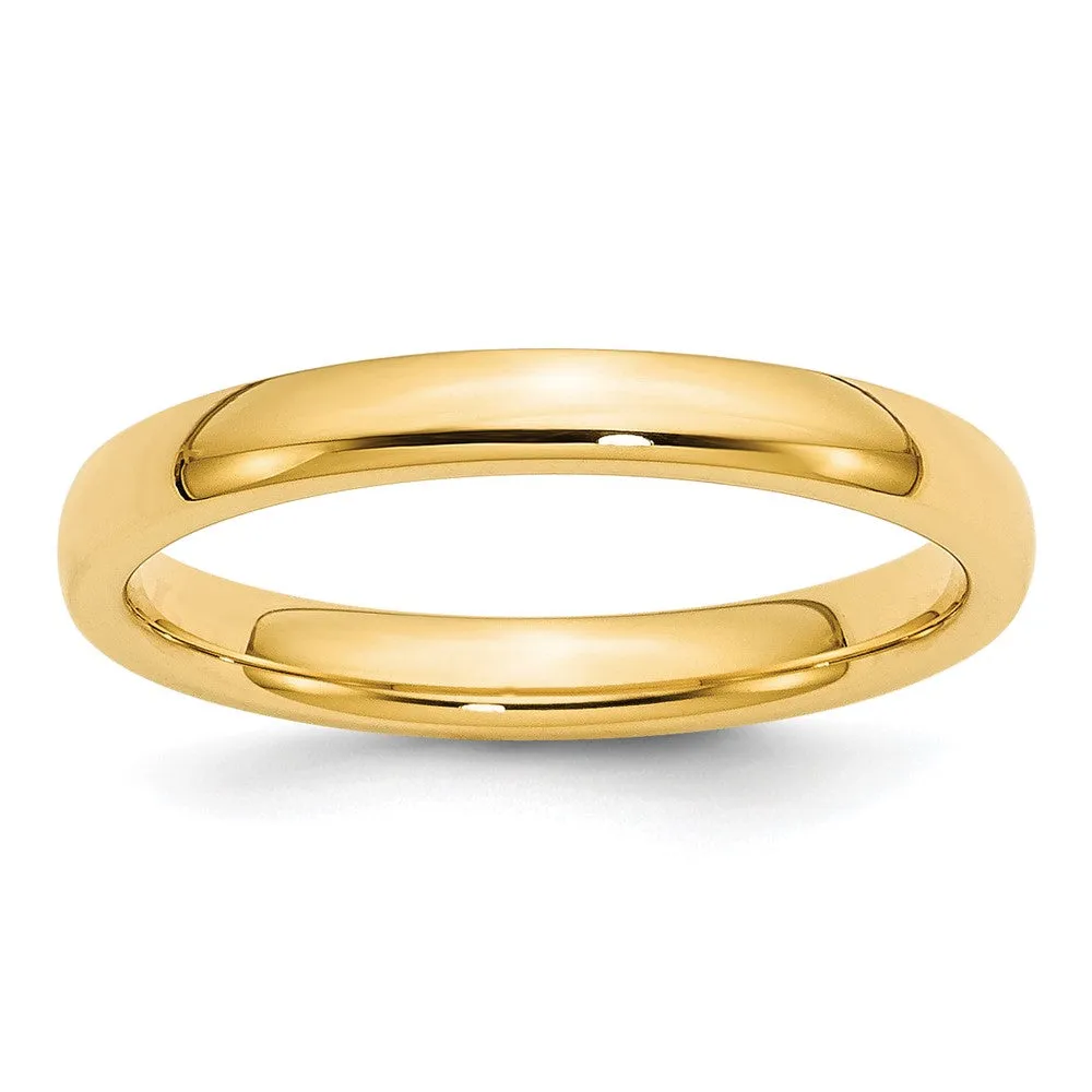 10K Yellow Gold Domed Comfort Fit Band, Various Widths Available