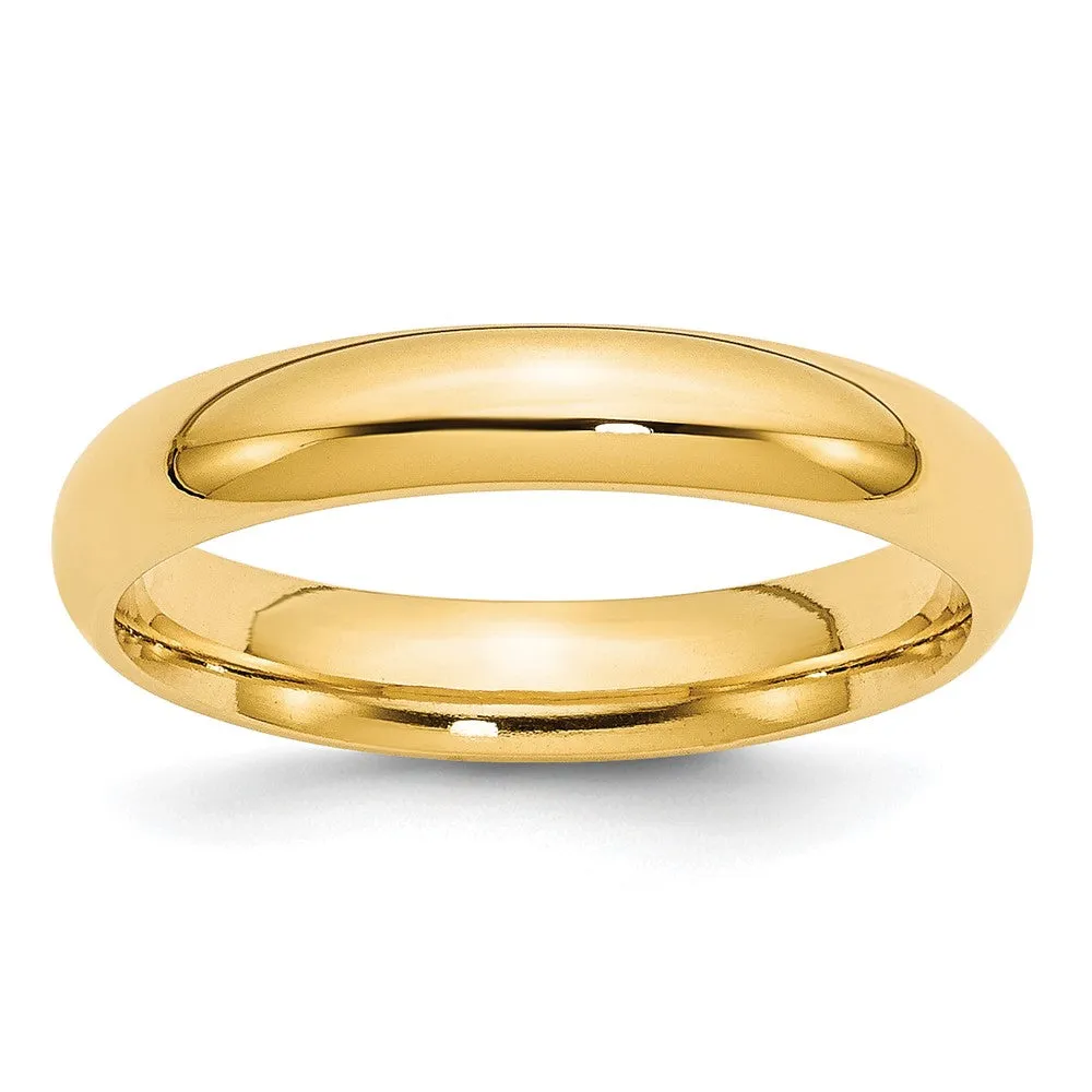 10K Yellow Gold Domed Comfort Fit Band, Various Widths Available