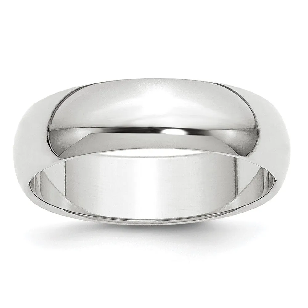 Platinum Polished 2mm-6mm Half Round Standard Fit Band