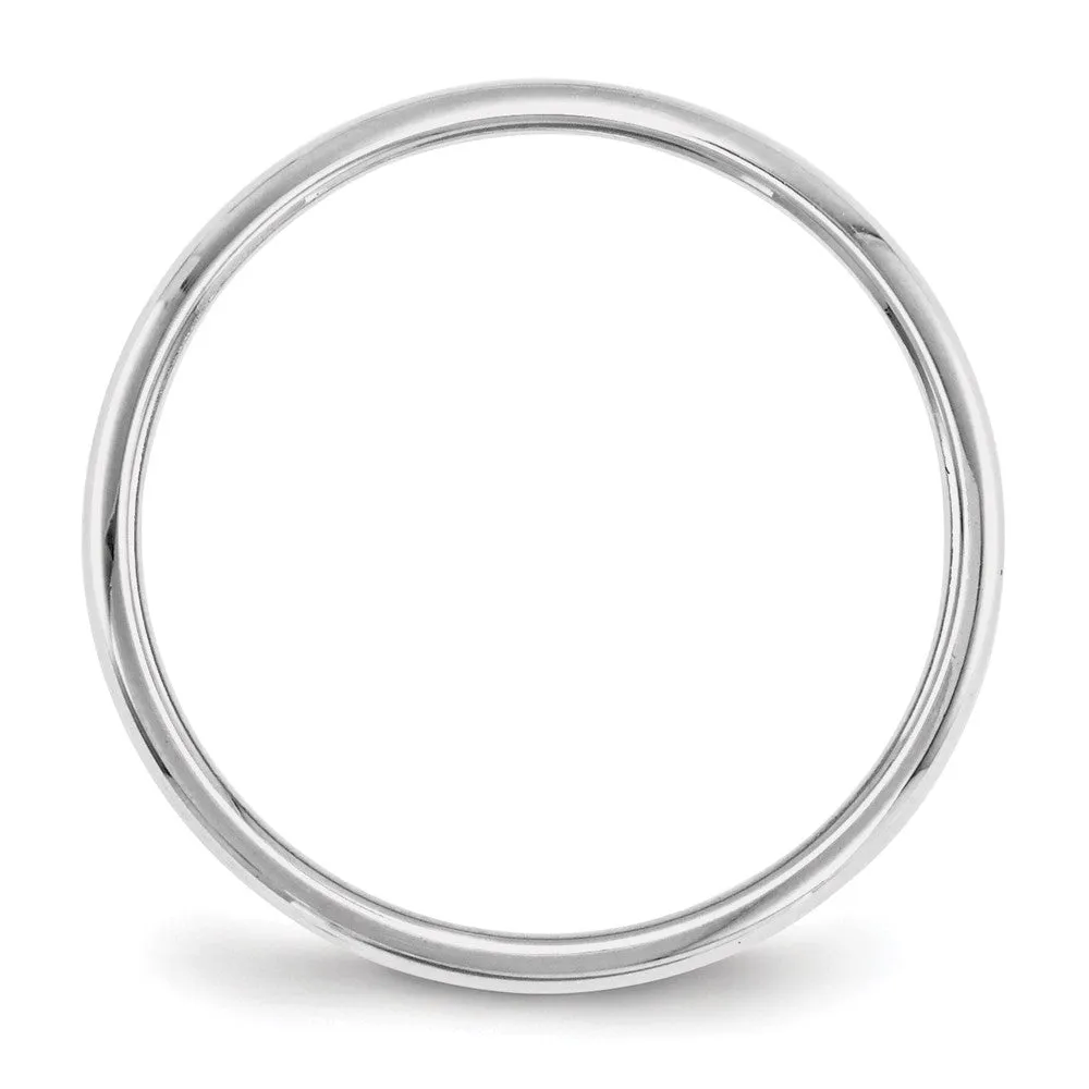 Platinum Polished 2mm-6mm Half Round Standard Fit Band