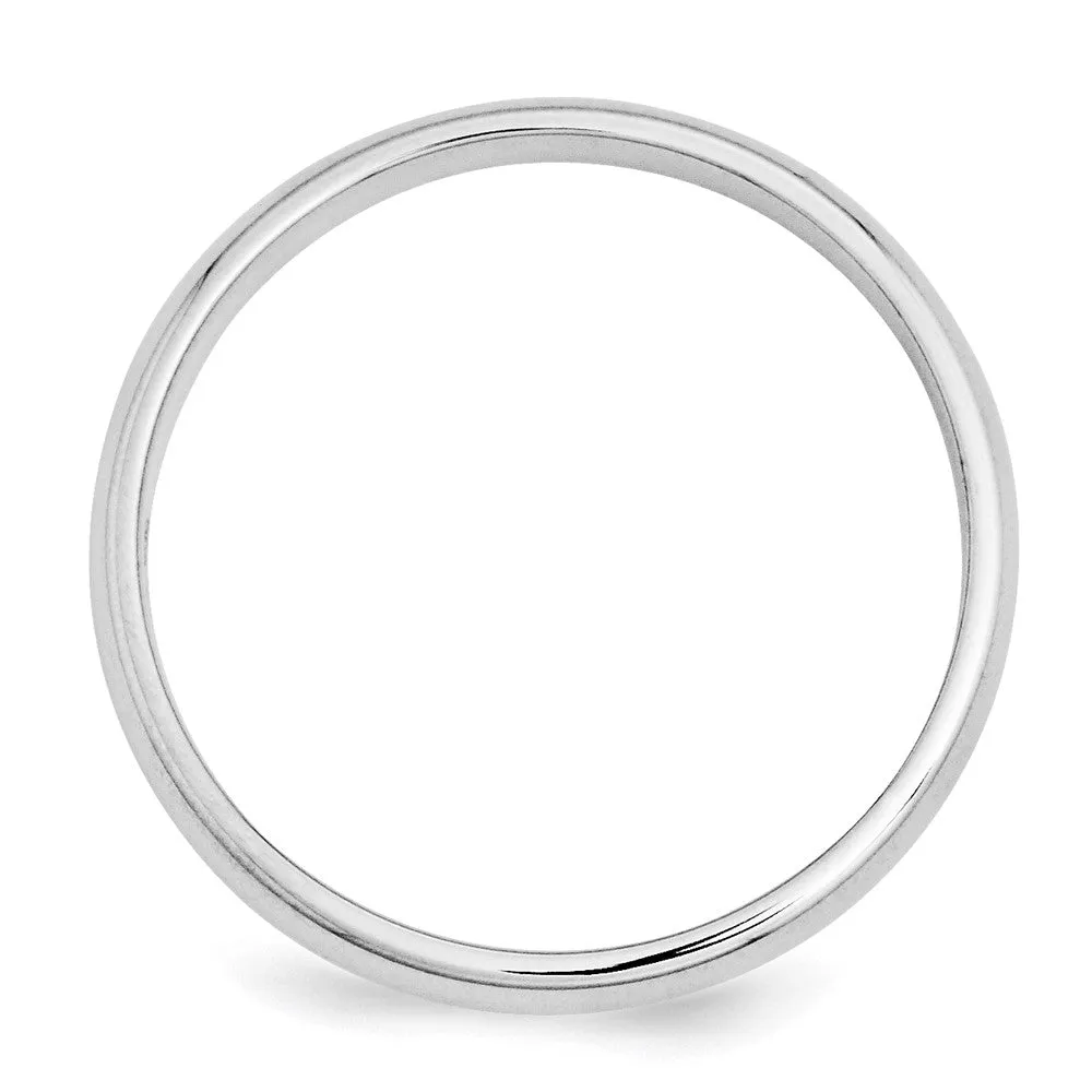 Platinum Polished 2mm-6mm Half Round Standard Fit Band