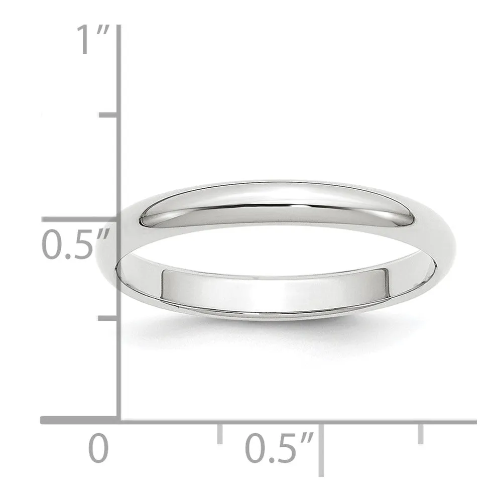 Platinum Polished 2mm-6mm Half Round Standard Fit Band