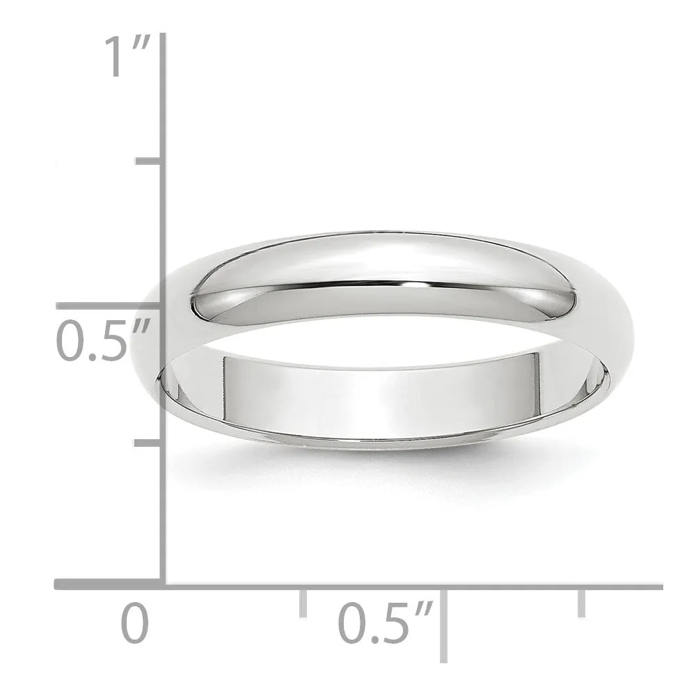 Platinum Polished 2mm-6mm Half Round Standard Fit Band