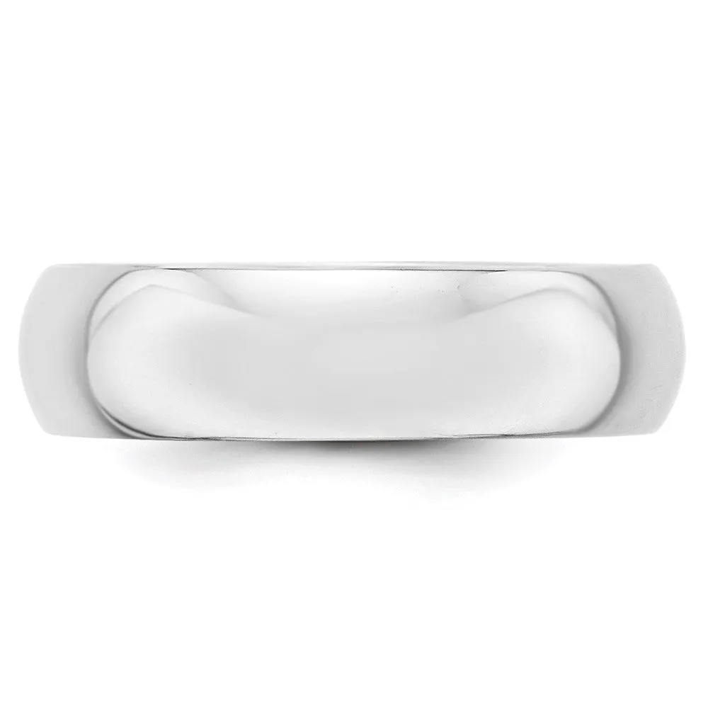 Platinum Polished 2mm-6mm Half Round Standard Fit Band