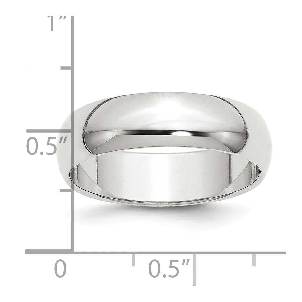 Platinum Polished 2mm-6mm Half Round Standard Fit Band