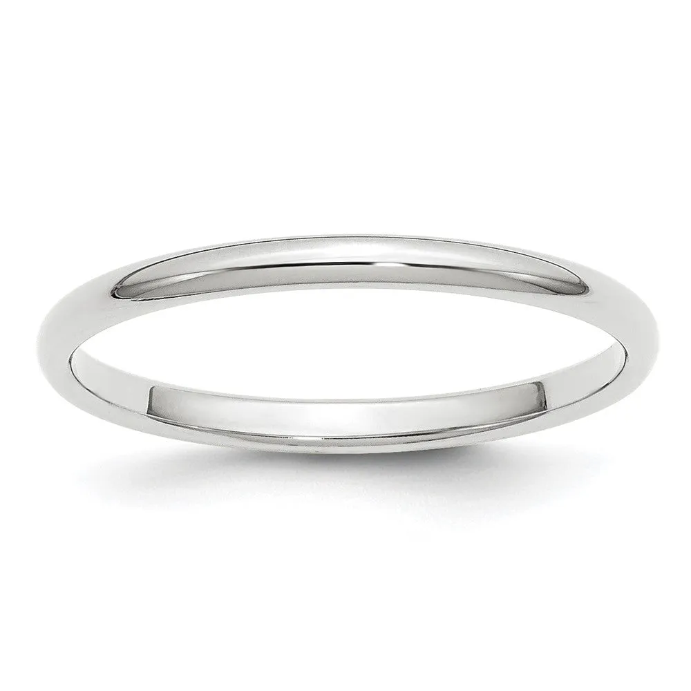 Platinum Polished 2mm-6mm Half Round Standard Fit Band