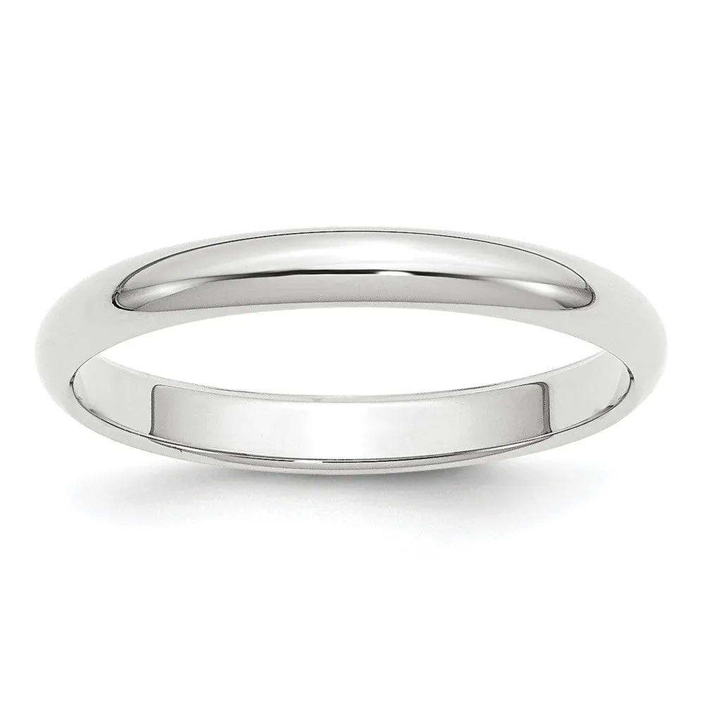 Platinum Polished 2mm-6mm Half Round Standard Fit Band