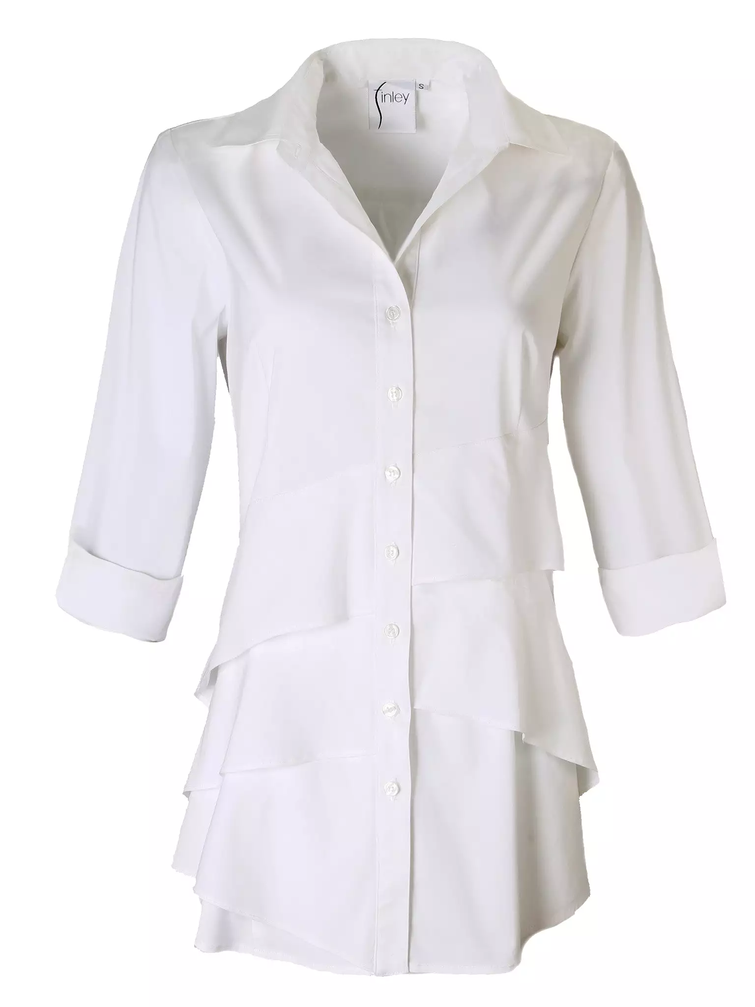 3/4 Sleeve Silky Poplin Jenna White Shirt - Shop Now!