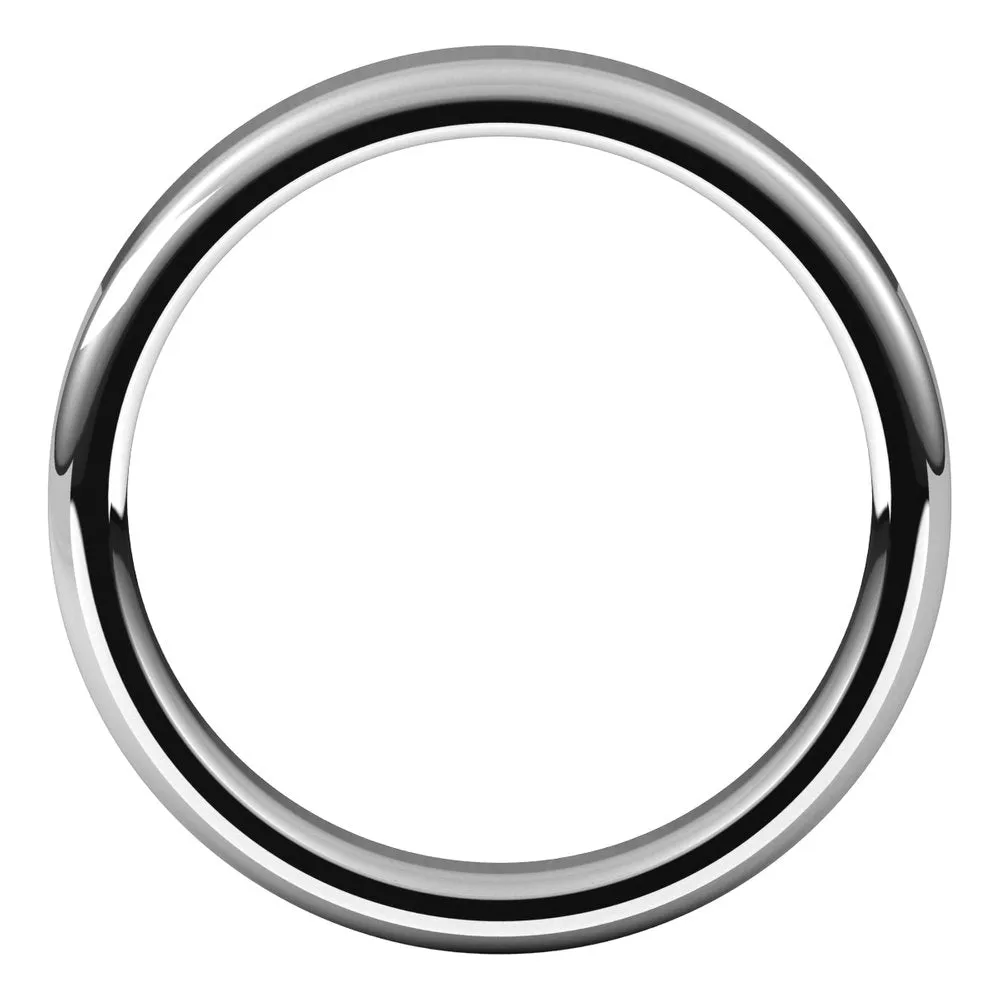 10K White Gold Polished Round Edge Comfort Fit Flat Band 4mm