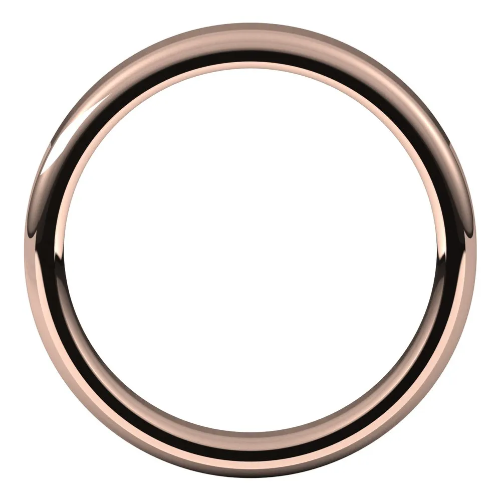 14K Rose Gold Polished Round Edge Comfort Fit Flat Band 4mm