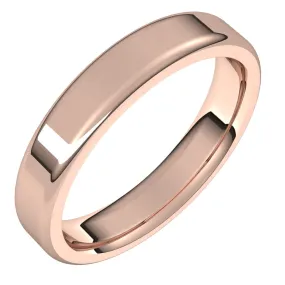 14K Rose Gold Polished Round Edge Comfort Fit Flat Band 4mm