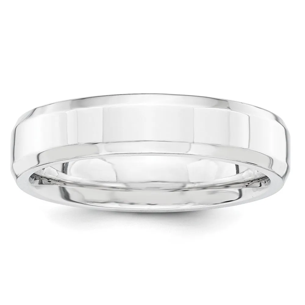 Platinum Polished Beveled Edge Band (5mm or 6mm)